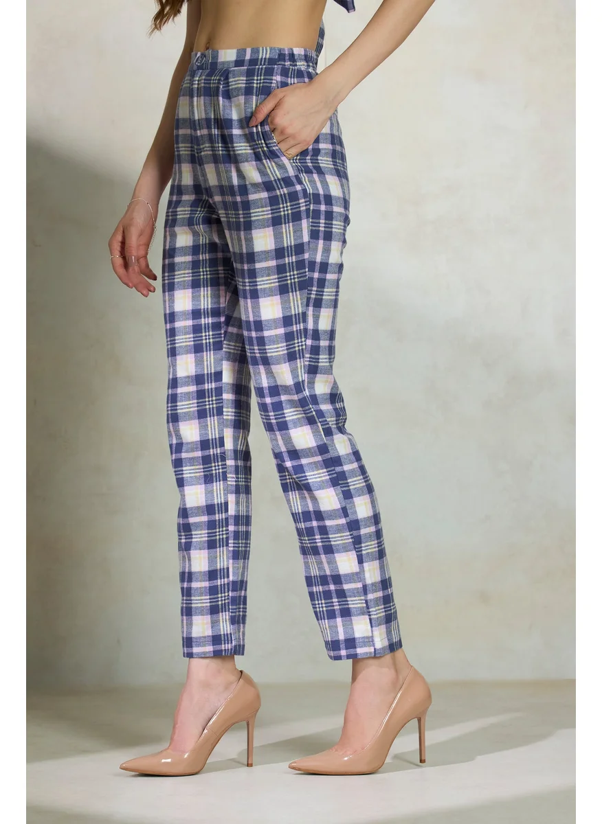 Virgio Virgio Women Cotton Full Length Checks Trouser