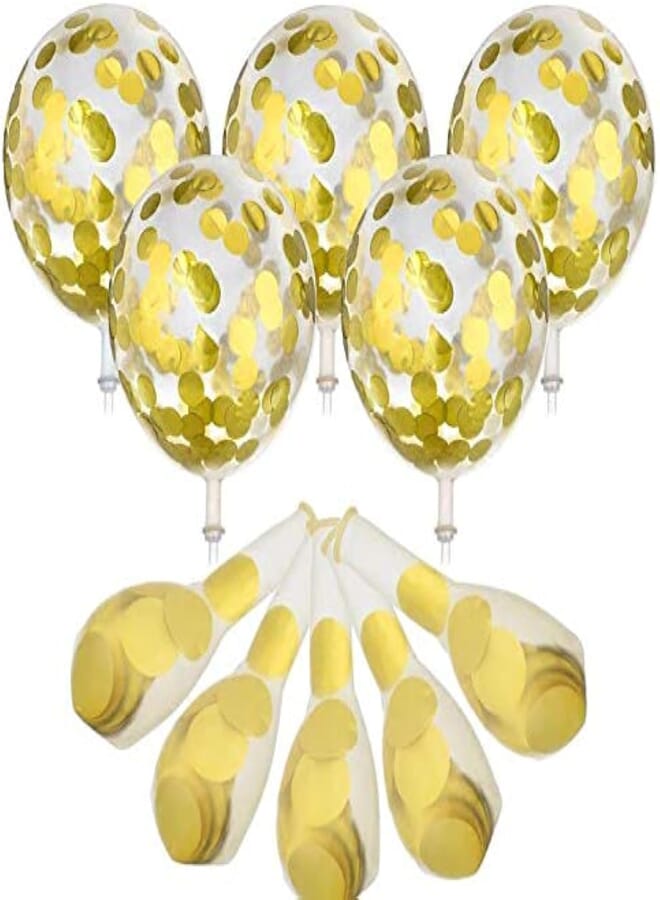 JOULLI 20Pcs 12inch Clear Confetti Balloon Latex Confetti Ballon Wedding Decoration Happy Birthday Balloons Party Supplies