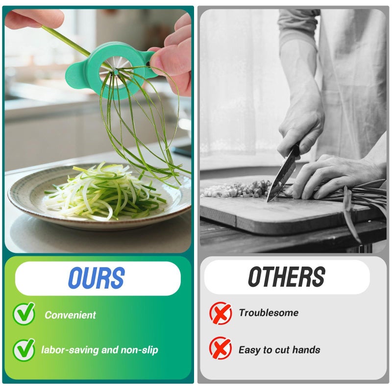 2 Pcs Portable Kitchen Scallion Cutter With Needle Tube Vegetable Slicer For Green Onions And Peppers Compact Safety Design Tool - Image 4