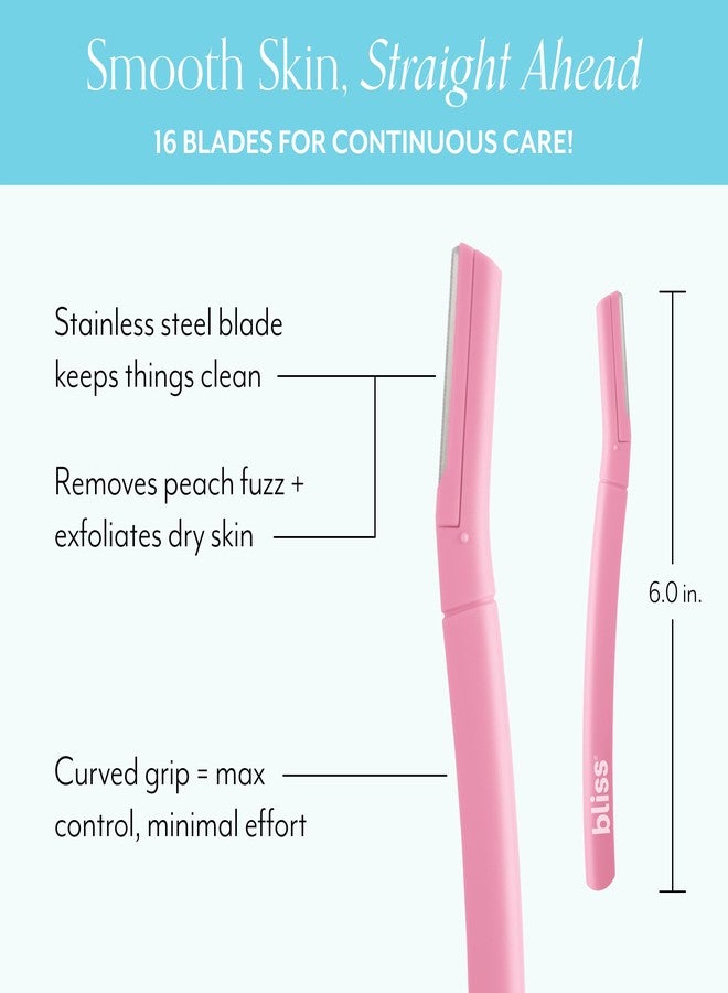 Bliss Stainless Steel Disposable Dermaplaning Tools | Facial Exfoliator and Eyebrow Razor to Dermaplane Peach Fuzz - 8 pack - Image 2