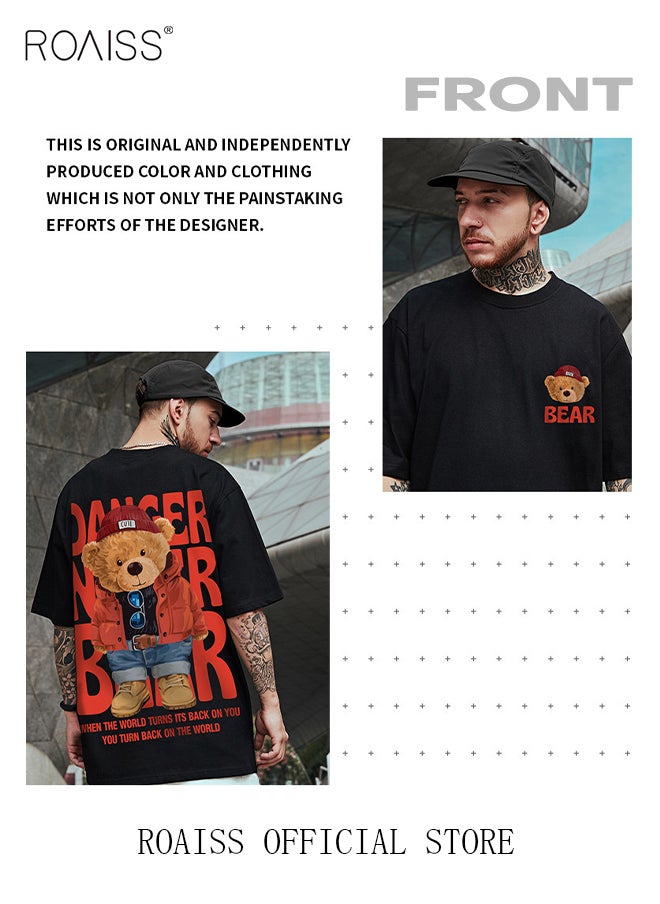 roaiss - 2Pcs Men's T-shirt Loose Version Trendy All-Match Pattern Printing Short Sleeves - Image 1