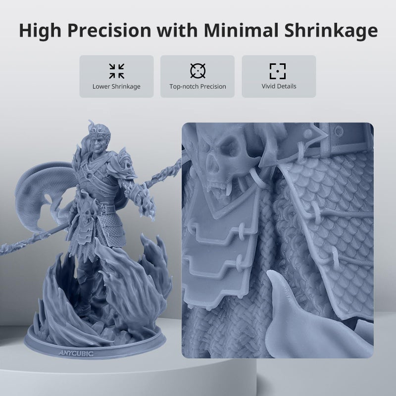 ANYCUBIC ABS-Like 3D Printer Resin Pro 2, Stronger and Tougher, High Precision and Long-Lasting, Low Odor, Wide Compatibility for All LCD Resin 3D Printers (Grey, 1kg) - Image 4