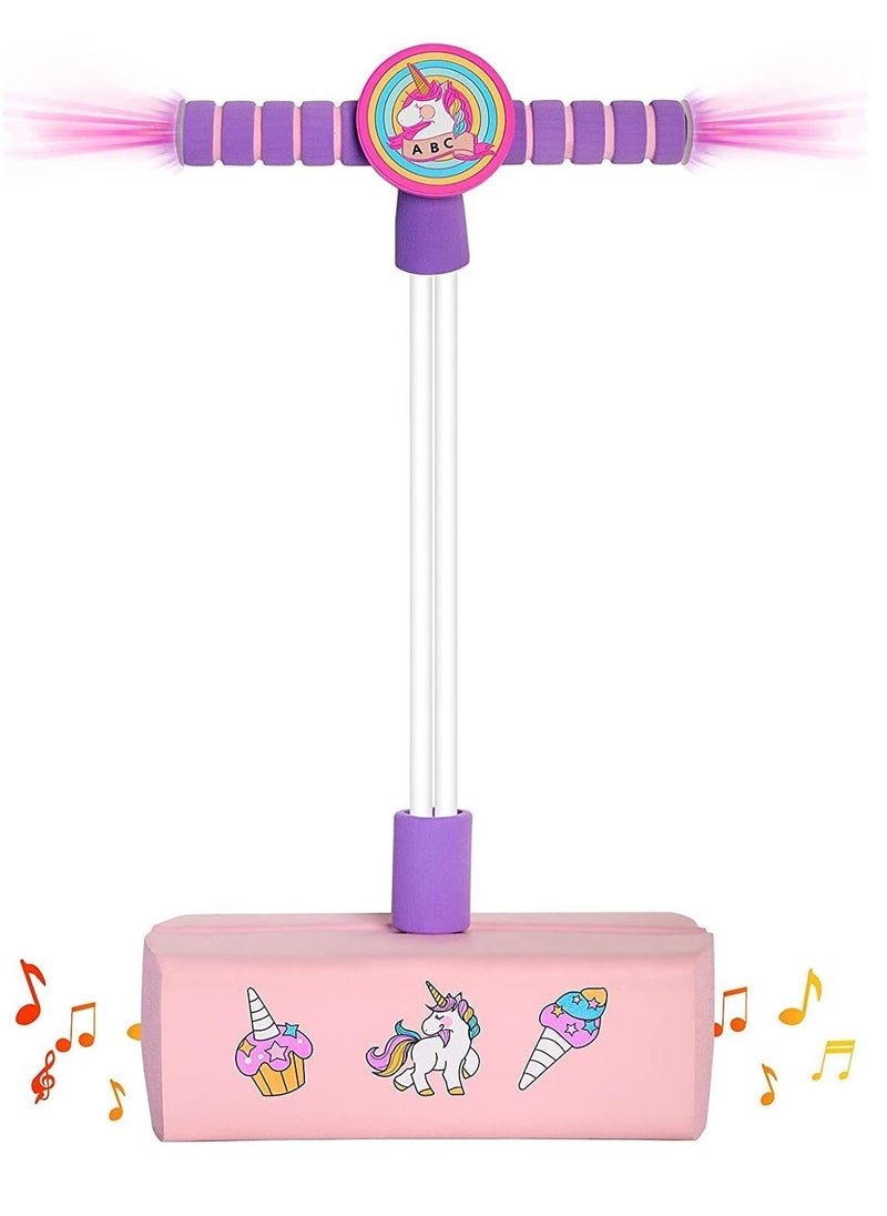 Unicorn girls toys Age 4+ Kids Toys Pogo Jumper With Light Boys Toys Gift for Kids Pink  - Image 1