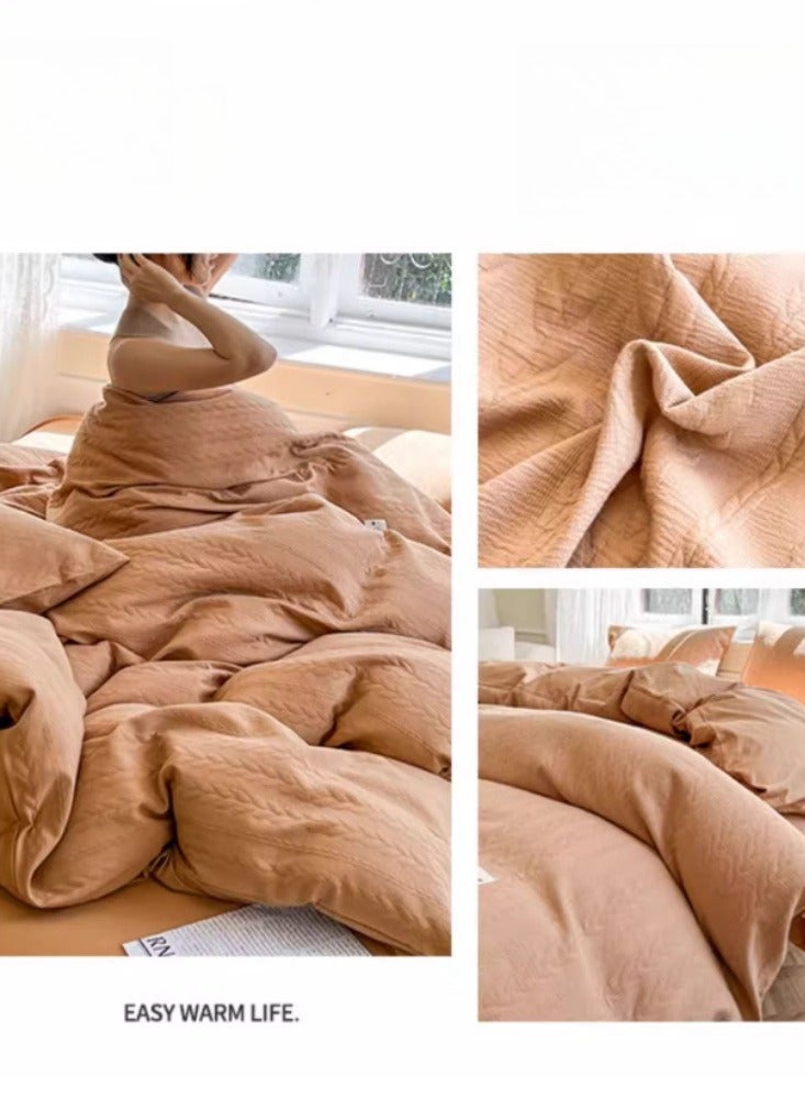 Washing Cotton Four Piece Set AB Double-sided Four Season Usable Mother And Baby Environmentally Friendly Fabric, Full Of Comfort 1.5m Bed Sheet Four Piece Set 【Suitable for 200 * 230cm Quilt】 - Image 2