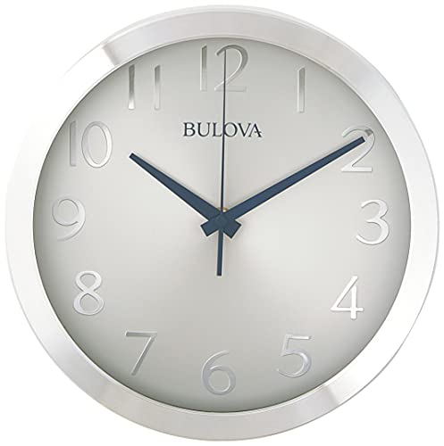 Bulova Winston Wall Clock C4844 | 10" Diameter | Metal Design with Diamond Cut Edges | Silent Sweep Quartz Movement | Easy-to-Read Arabic Numerals - Image 2