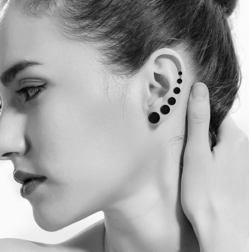 LIEBLICH Black Round Stud Earrings Set Stainless Steel Ear Studs for Men Women 6 Pairs 3mm-8mm … (Black) - Image 5