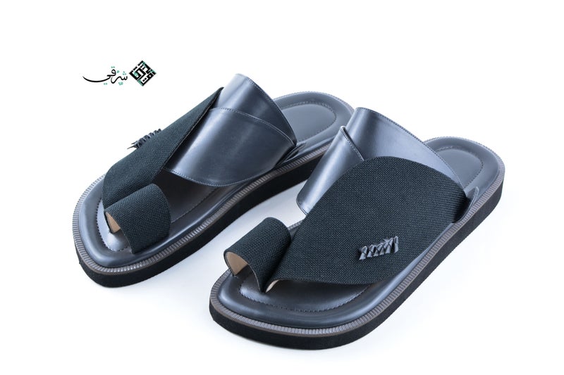 Eastern Sandal Zubairiya Naal | Made in Saudi Arabia | Grey Fabric - Image 1