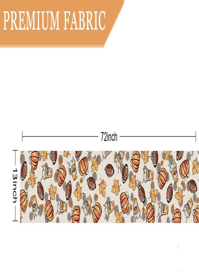 GAGEC Fall Table Runner Pumpkins Football Thanksgiving Table Runners 13x72 Inch Seasonal Autumn Home Party Kitchen Dining Table Decoration - Image 2