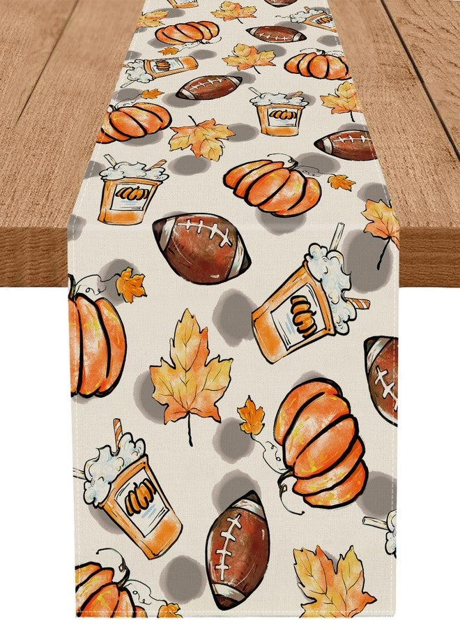 GAGEC Fall Table Runner Pumpkins Football Thanksgiving Table Runners 13x72 Inch Seasonal Autumn Home Party Kitchen Dining Table Decoration - Image 1