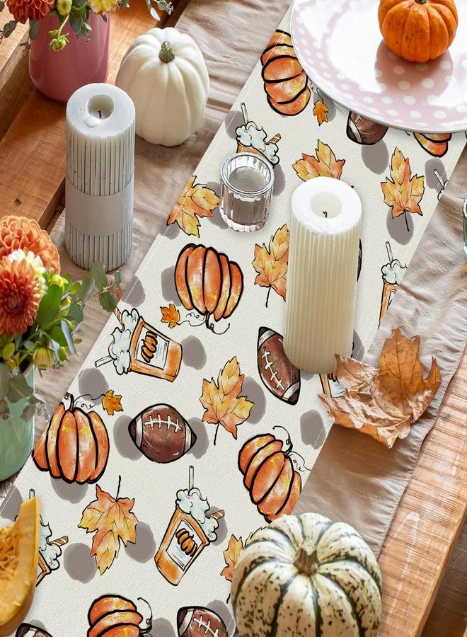 GAGEC Fall Table Runner Pumpkins Football Thanksgiving Table Runners 13x72 Inch Seasonal Autumn Home Party Kitchen Dining Table Decoration - Image 4