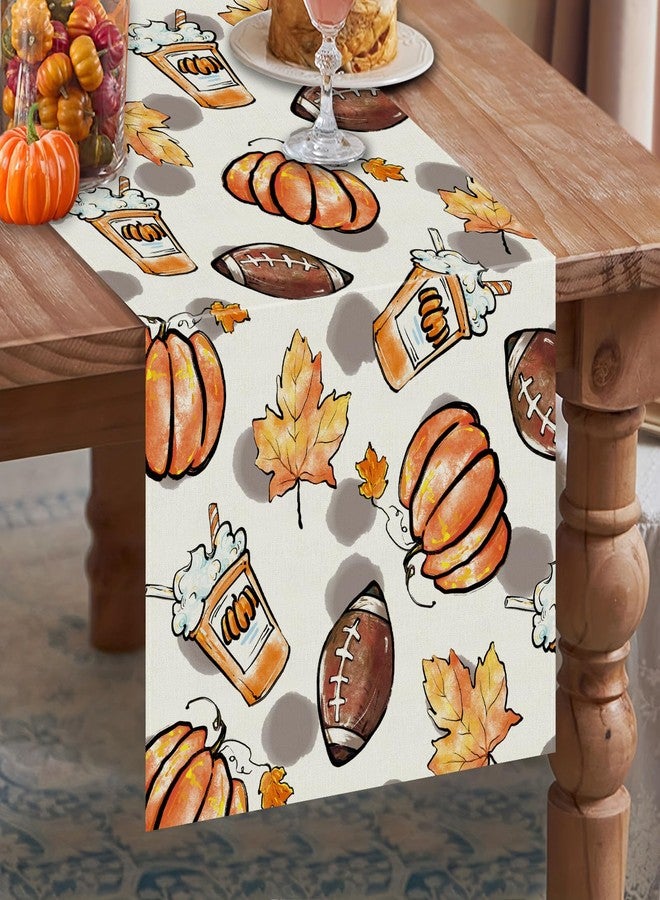 GAGEC Fall Table Runner Pumpkins Football Thanksgiving Table Runners 13x72 Inch Seasonal Autumn Home Party Kitchen Dining Table Decoration - Image 3