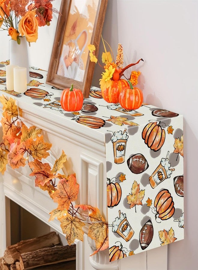 GAGEC Fall Table Runner Pumpkins Football Thanksgiving Table Runners 13x72 Inch Seasonal Autumn Home Party Kitchen Dining Table Decoration - Image 5