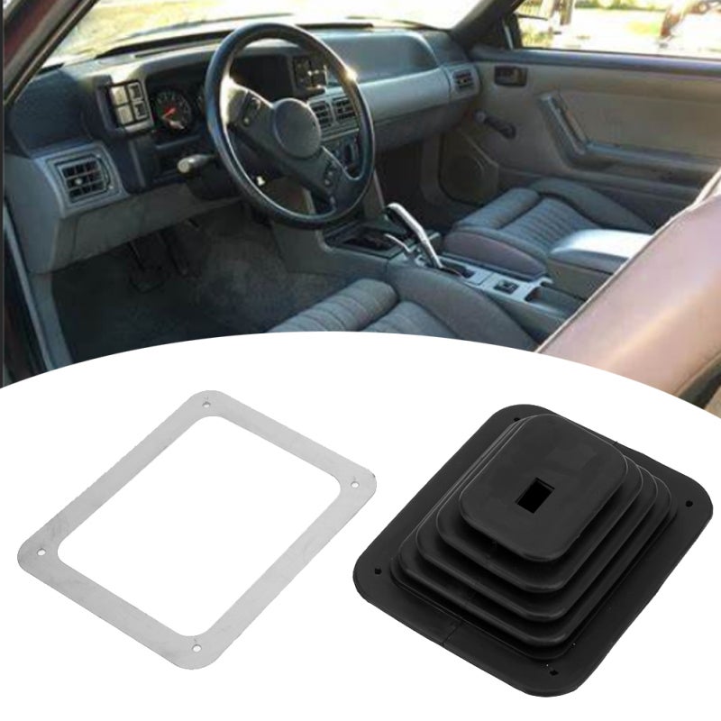 Rubber Shifter Boot: 4 Screw Included, Aluminum Alloy Chrome Trim Plate, High Frequency Insulation - Dust Cover for Manual Automatic Shifter Installation in Car Transmissions - Image 1