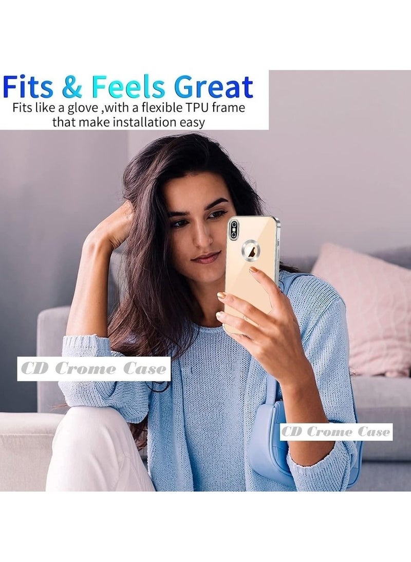 مناسبة ل iPhone X / XS Chorme Ring Logo قطع تصفيح TPU زجاج عدسة جراب هاتف آيفون X / XS فضي - Image 3