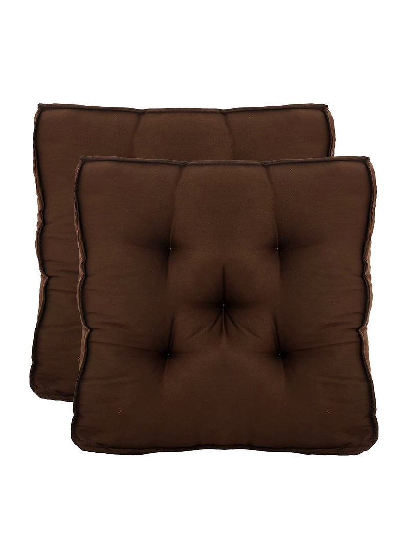 AARON INC AARON INC 2 Pcs Microfiber Square Chair PadCushion 45x45 cm Seat Cushions with Thick Cotton Filler Large Size for Sitting Pooja Dining Table Office Car Outdoor Brown  - Image 1