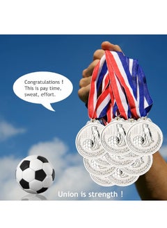 Generic 12 Pack Metal Soccer Medals with Ribbons, Silver Award Medals Winner Medals, Football Medals for Soccer Team Gifts, Soccer Games Party Favors Prizes for Children Adults, 2 Inches  - Image 4
