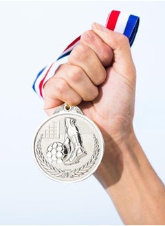 Generic 12 Pack Metal Soccer Medals with Ribbons, Silver Award Medals Winner Medals, Football Medals for Soccer Team Gifts, Soccer Games Party Favors Prizes for Children Adults, 2 Inches  - Image 2