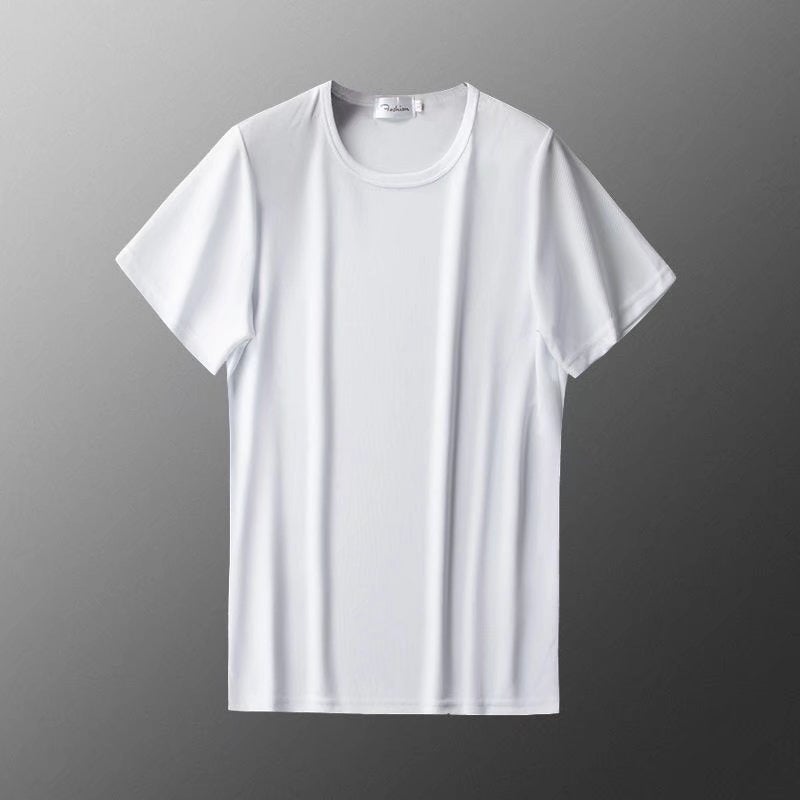 Ice Silk Short-Sleeved T-Shirt Men'S Summer Thin Loose Plus Size Crewneck Quick-Drying Sports Casual Half-Sleeved T-Shirt Top Clothes - Image 1