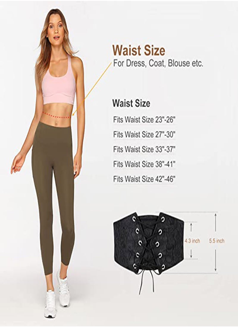 Excefore - Black Corset Belt for Women Vintage Lace Tied Waspie Corset Belt  Elastic Waist Decoration for Dress Skirt Shirt Holiday Out Door Party Versatile Dress Belt Curve Women Shaper Training (M) - Image 1