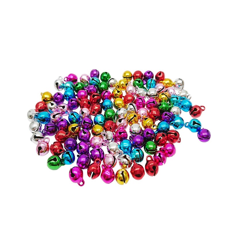 MANSHU 1/4-Inch Jingle Bell/Small Bell/Mini Bell Diy Bracelet Anklets Necklace Knitting/Jewelry Making  100Pcs  Colorful - Image 1