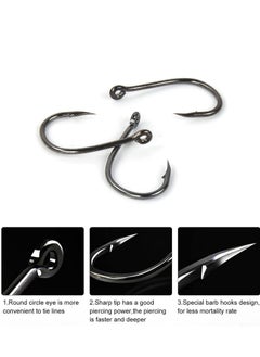 Y&D 500pcs Fishing Hooks Carbon Steel Barbed Eyed Sea Fish Carp Tackle Circle for Saltwater Freshwater Accessories, No.3-No.12, 10 Sizes with Compartment Box  - Image 3