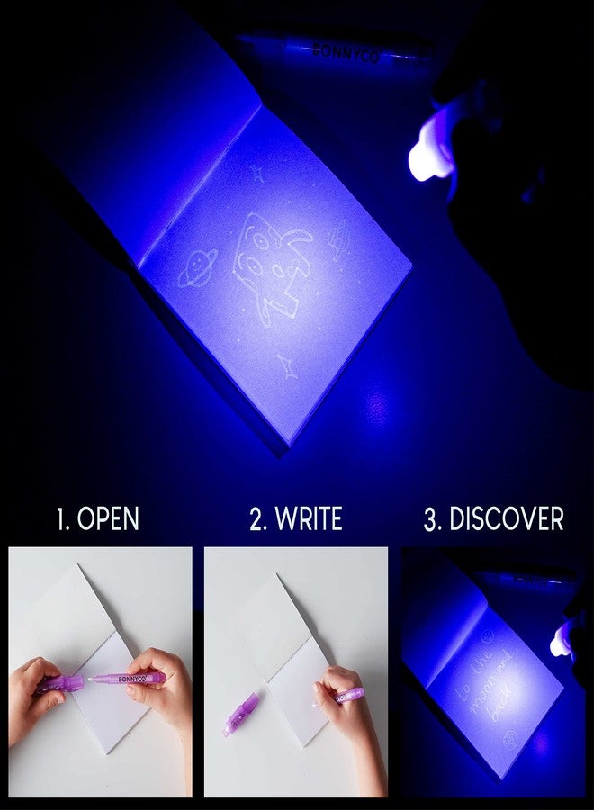 BONNYCO مجموعة أقلام ودفاتر حبر غير مرئية من بوني كو، ١٦ قطعة هدايا لحفلات الفضاء. هدايا حفلات بطابع فضائي للأطفال، وأكياس هدايا، وبناتا، وجوائز للفصل الدراسي. هدايا لأعياد ميلاد الأطفال، وهدايا للطلاب. - Image 2