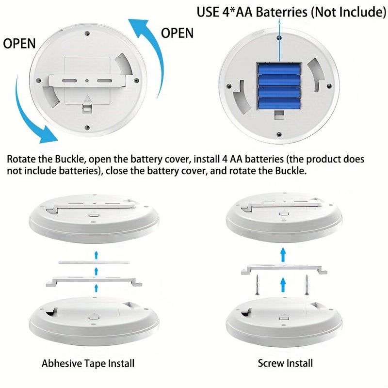 6.3 Inch LED Motion Sensor Light 6000K Cool White 210 Lumens 16 Foot Detection Range 120 Degree Wide Angle Auto On Off For Bedroom Hallway Stairs Bathroom Requires 4 AA Batteries Not Included White 1 Pack - Image 4