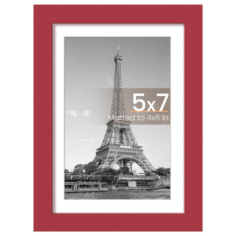 upsimples upsimples 5x7 Picture Frame  Display Pictures 4x6 with Mat or 5 x 7 Without  Wall Hanging Photo Frames  Red  1 Pack - Image 1