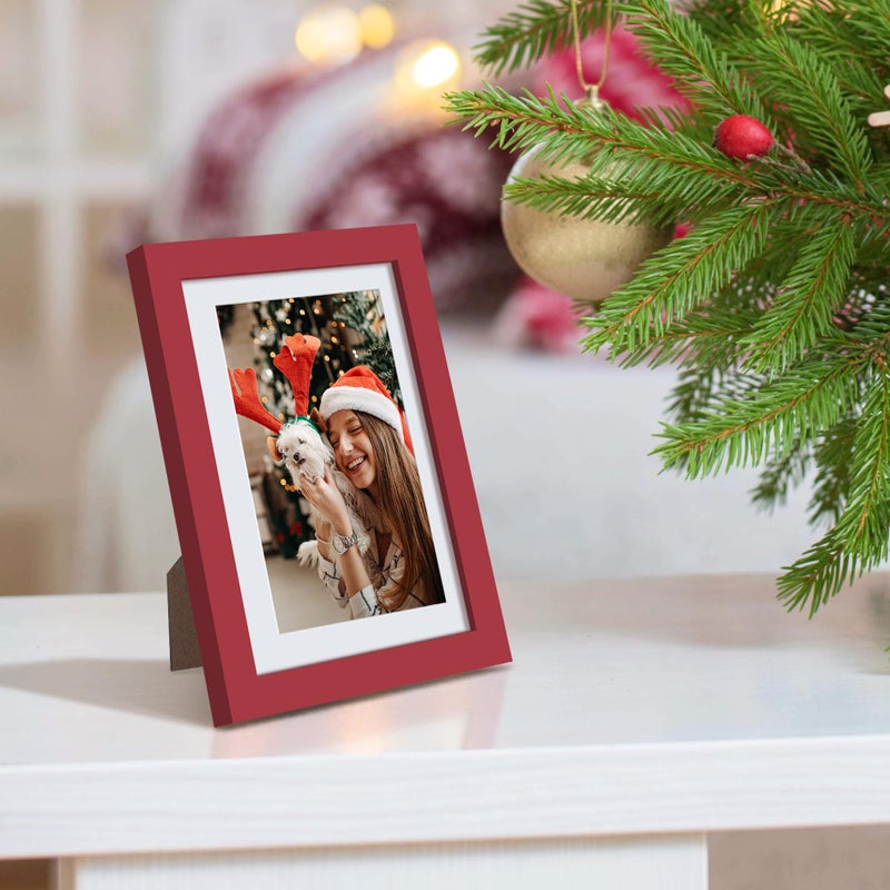 upsimples upsimples 5x7 Picture Frame  Display Pictures 4x6 with Mat or 5 x 7 Without  Wall Hanging Photo Frames  Red  1 Pack - Image 2
