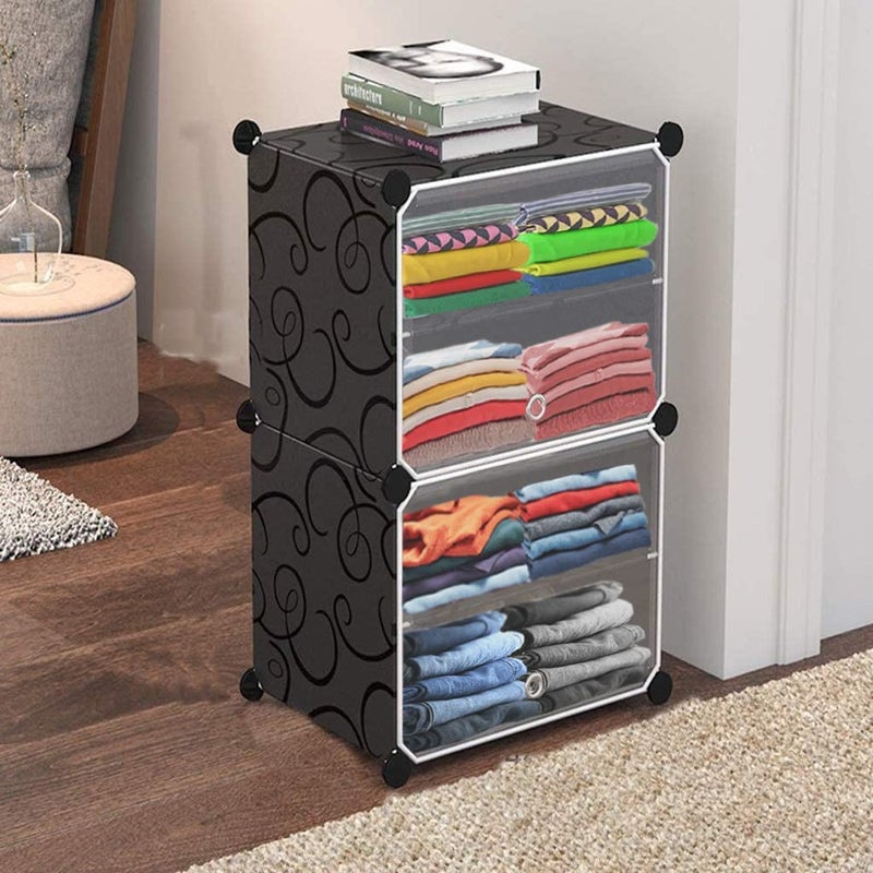 LACOSSI Collapsible Wardrobe Clothes Organizer for Cupboard Organizer for Clothes Foldable and Stackable Personal Organizer for Clothes DIY Plastic Organizer Indoor Outdoor Home 2 Black - Image 1