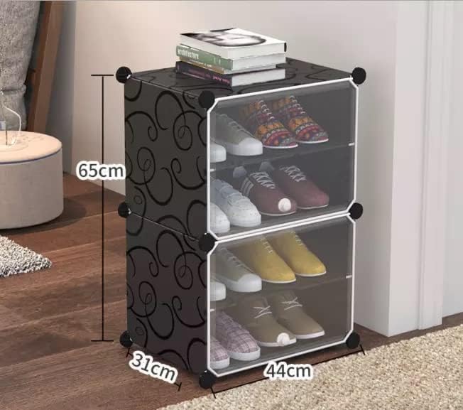 LACOSSI Collapsible Wardrobe Clothes Organizer for Cupboard Organizer for Clothes Foldable and Stackable Personal Organizer for Clothes DIY Plastic Organizer Indoor Outdoor Home 2 Black - Image 2