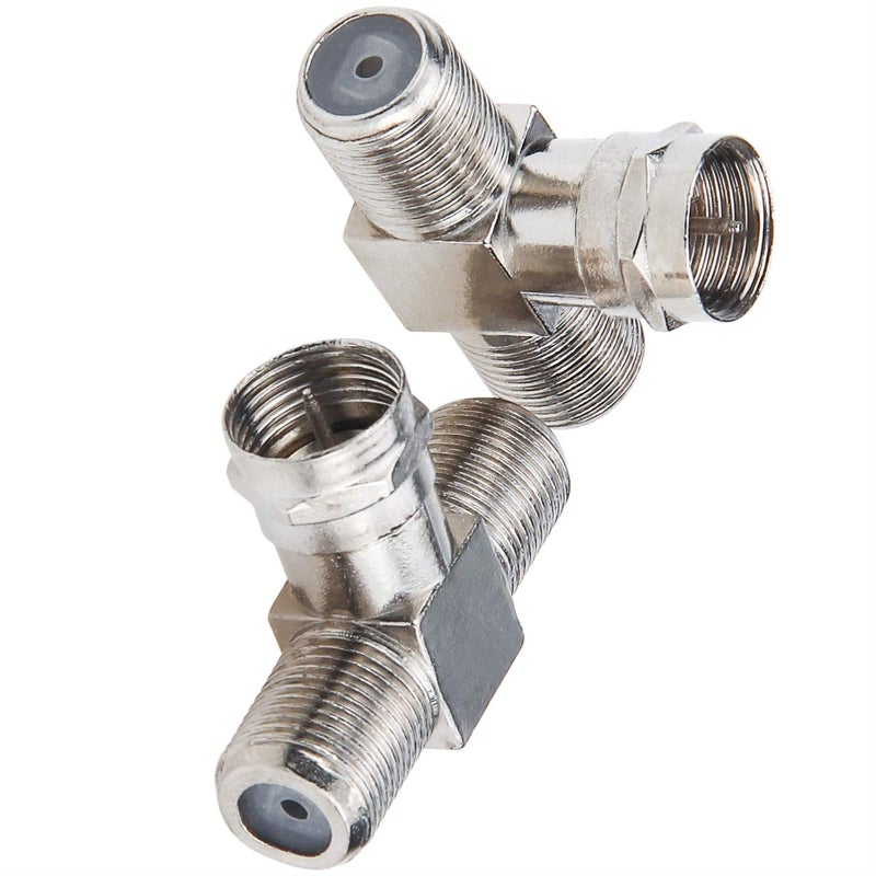 2PCS Coaxial Cable Splitter, TV Splitter 2 in 1 Out 2-Pack F Type RG6 Male to 2 F Female 3, 75 Ohm Nickel Plated Brass, for TV, Satellite, CCTV, Antenna Signal Connection - Image 2