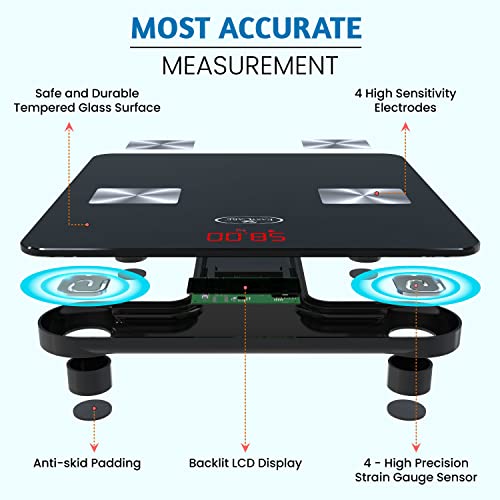EASYCARE® German Tech Smart Weighing Scale | High Precision Digital Weight Machine | BMI & Body Composition Analysis | Backlit LCD Display | App Compatible via Bluetooth | 180 Kg Capacity - Image 3