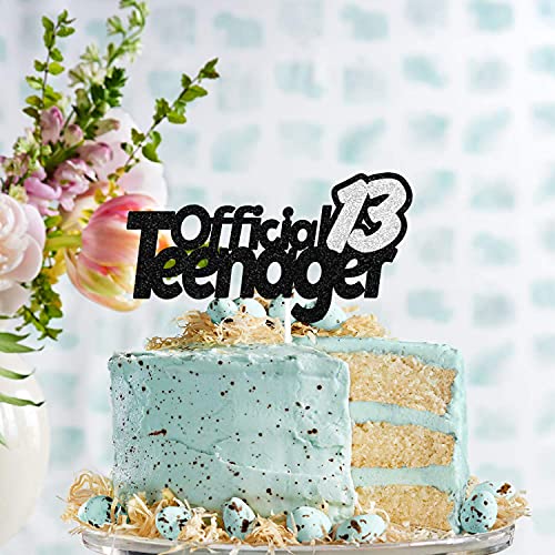 Festiko®13 Official Teenager Black Silver Glitter Birthday Cake Topper 13th Birthday Party Decorations Supplies for Teens - Image 4