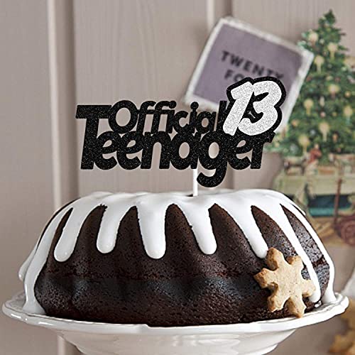 Festiko®13 Official Teenager Black Silver Glitter Birthday Cake Topper 13th Birthday Party Decorations Supplies for Teens - Image 5