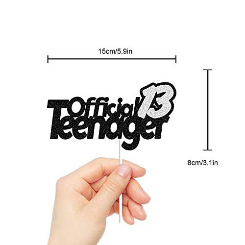Festiko®13 Official Teenager Black Silver Glitter Birthday Cake Topper 13th Birthday Party Decorations Supplies for Teens - Image 2
