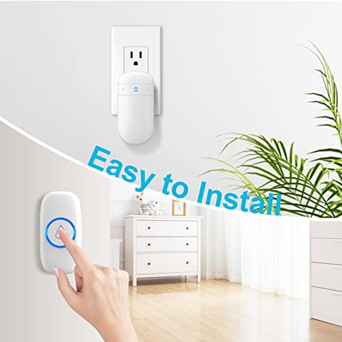 SECRUI Wireless Doorbell, SECRUI Door bell Over 1000ft Coverage with 2 Plug-In Receivers, Waterproof Push button, 52 Chimes, 110dB loud Sound and Colorful LED Flash - Image 2