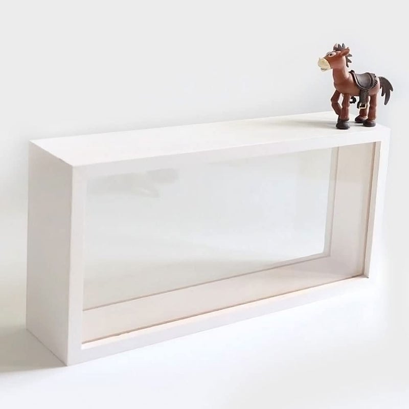 Shadow Box FrameWooden DoubleSided HighDefinition Plexiglass Storage Box DIY Display Box Suitable for Dried Flowers Specimens Handicrafts Baby Souvenirs and Photos White