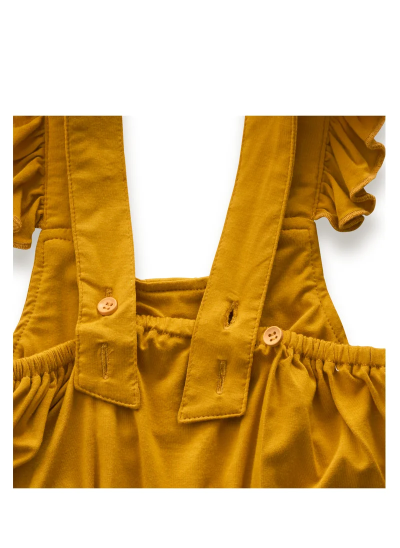 Anvi Baby Bamboo Ruffle Romper- Mustard