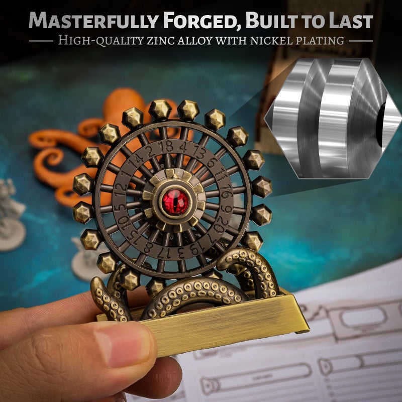 CZYY Ferris Wheel D20 Metal Spinning Dice - Fidget Spinner Dice for DND, Tabletop RPG Games, D20 Roulette Desk Gadget, DND Accessories, Unique Gift for Dungeon Master and Gamer (Bronze) - Image 4