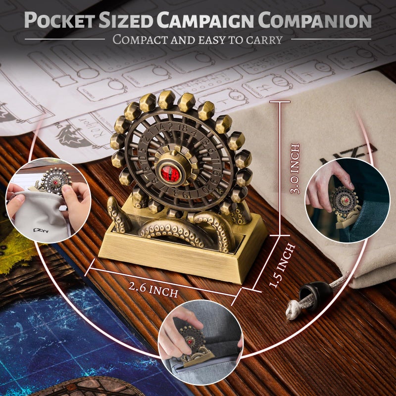 CZYY Ferris Wheel D20 Metal Spinning Dice - Fidget Spinner Dice for DND, Tabletop RPG Games, D20 Roulette Desk Gadget, DND Accessories, Unique Gift for Dungeon Master and Gamer (Bronze) - Image 5