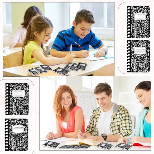 Sinload 30 Pack Mini Spiral Composition Notebooks Bulk 3. 5 x 2. 5 Inches Marble Small Tiny Blank Pocket Notebooks 80 Pages Memo Pads for Journal Office College School Students Graduation Gifts(Black) - Image 4