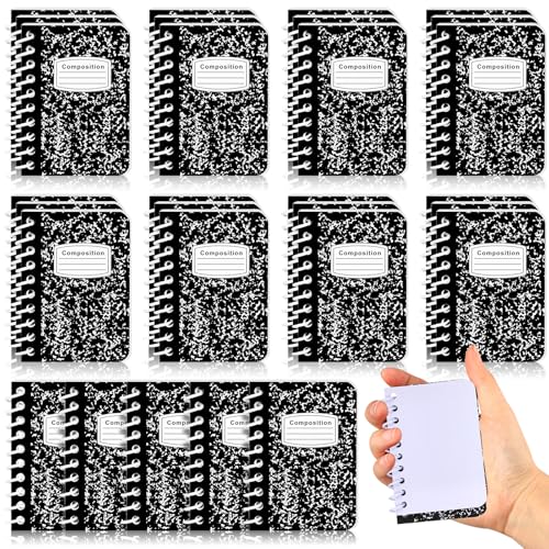 Sinload 30 Pack Mini Spiral Composition Notebooks Bulk 3. 5 x 2. 5 Inches Marble Small Tiny Blank Pocket Notebooks 80 Pages Memo Pads for Journal Office College School Students Graduation Gifts(Black) - Image 1