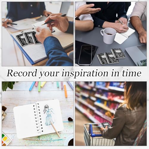 Sinload 30 Pack Mini Spiral Composition Notebooks Bulk 3. 5 x 2. 5 Inches Marble Small Tiny Blank Pocket Notebooks 80 Pages Memo Pads for Journal Office College School Students Graduation Gifts(Black) - Image 5