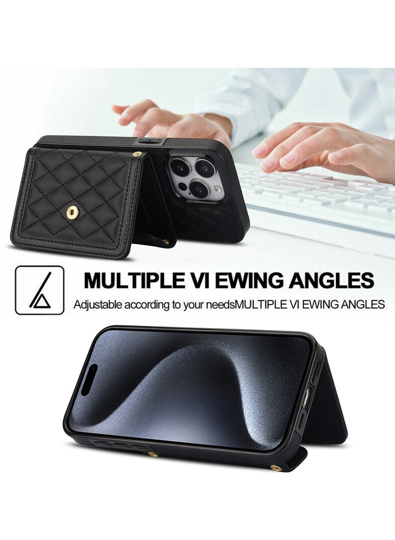 general Case for iPhone 15 Pro Max/15 Plus/15 Pro/15, clamshell card slot, leather bracelet, shockproof case - Image 4