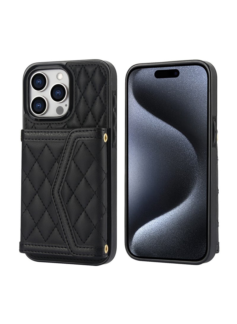 general Case for iPhone 15 Pro Max/15 Plus/15 Pro/15, clamshell card slot, leather bracelet, shockproof case - Image 1