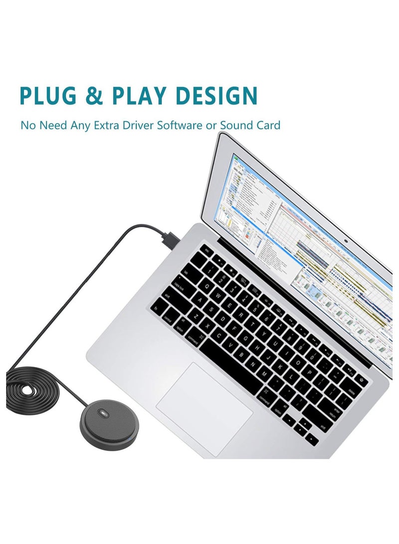 USB Conference Microphone for Computer, 360° Omnidirectional Condenser Mic with Mute Key, Great for Video Conference, Gaming, Chatting, Skype, Plug & Play, Windows macOS, Ideal for Gift - Image 4