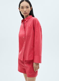 MANGO Striped Cotton Blend Shirt  - Image 3