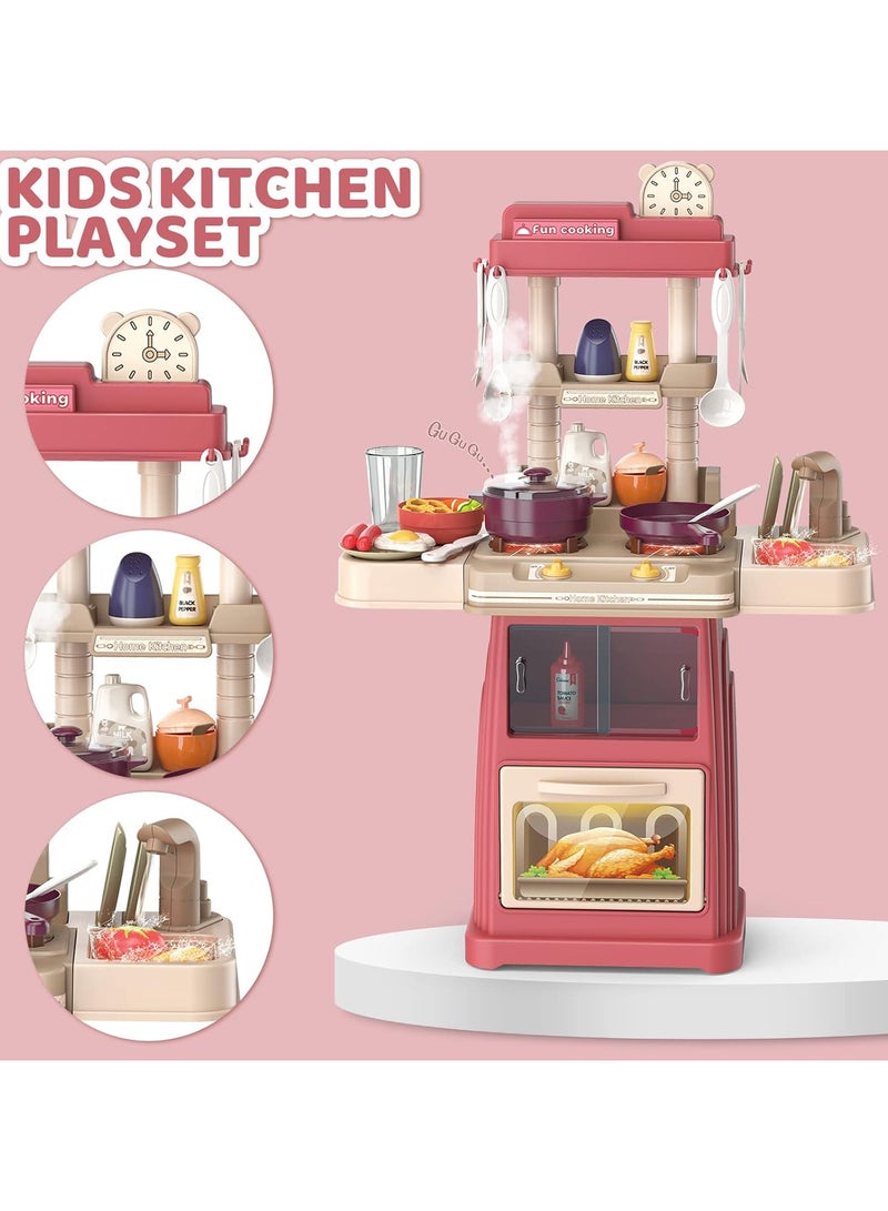 لعبة مطبخ متكاملة للأطفال – تصميم تفاعلي يحتوي على فرن، موقد، حوض غسيل، أدوات طبخ وأطعمة وهمية، مع مؤثرات صوتية وضوئية واقعية تضيف جوًا ممتعًا أثناء اللعب.   تشجع على تنمية الخيال، المهارات الحركية، والتفاعل الاجتماعي.   مناسبة للأطفال من عمر 3 سنوات فما فوق. - Image 4