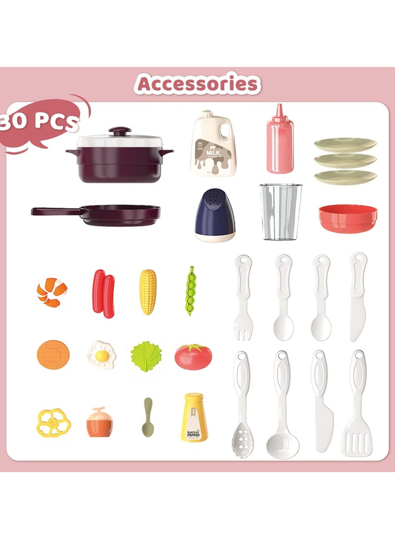 لعبة مطبخ متكاملة للأطفال – تصميم تفاعلي يحتوي على فرن، موقد، حوض غسيل، أدوات طبخ وأطعمة وهمية، مع مؤثرات صوتية وضوئية واقعية تضيف جوًا ممتعًا أثناء اللعب.   تشجع على تنمية الخيال، المهارات الحركية، والتفاعل الاجتماعي.   مناسبة للأطفال من عمر 3 سنوات فما فوق. - Image 5